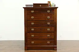 Victorian Eastlake Antique Ash & Oak Sidelock Chest or Dresser #33907