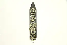 Set of 5 English Vintage Brass Horse Brasses, Leather Harness Hanger #31181