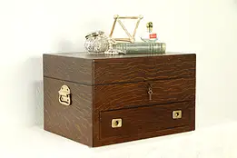 Oak Antique 1910 Silver, Collector or Jewelry Chest, Felt Lined, Spalding #32745