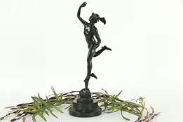 Mercury Bronze Sculpture after Giambologna, Green Marble Base #35305