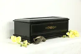 Victorian Antique Ebony Swiss Music Box Case, Jewelry Chest #33706
