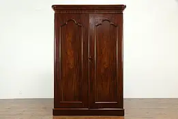 Victorian Antique English Mahogany Wardrobe Armoire or Linen Closet #33589