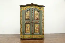 Swiss St. Gallen Antique 1800 Pine Schrank Armoire, Hand Painted Folk Art #34835