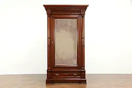 Victorian Eastlake Antique Walnut Armoire Wardrobe Closet, Beveled Mirror #35068