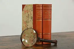 Set of 2 Gold Tooled Leather Books, Churchill Speeches, Swedish  #35511