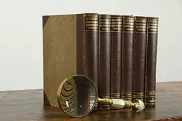 Set of 6 Leatherbound Danish Encyclopedia Books, Copenhagen 1952  #35515
