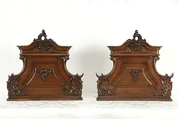 Pair of Italian Antique Walnut Architectural Salvage Crest Fragments #35873