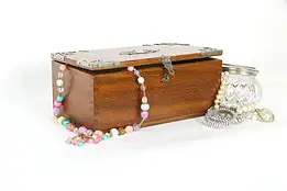 Victorian Antique Jewelry Box or Chest, Dovetail Joints, Nickel Mounts #36098