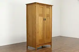 Craftsman Vintage Oak Armoire Wardrobe Entertainment Center, Room & Board #36294