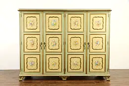 Hand Painted Antique Italian Double Armoire, Wardrobe or Closet #36972