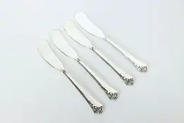 Set of 4 Sterling Silver Heirloom Damask Rose Butter Knives 5.75" #37194