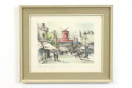 Moulin Rouge in Paris Vintage Watercolor Print, Delarue 17.5" #39972