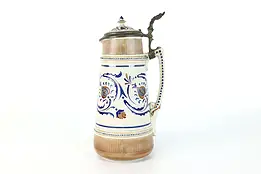German Antique Stoneware Stein or Large Beer Mug, Villeroy & Boch #40234