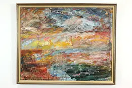 Abstract Landscape Vintage Original Oil Painting, A.M.B 35" #40031