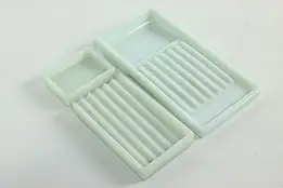 Set of Three Antique Milk Glass Dental Trays, Two Rivers WI #40203