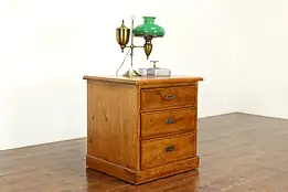 English Farmhouse Antique Rustic Pine 3 Drawer Chest, Bookcase, End Table #40878