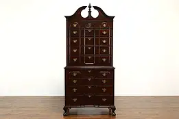 Georgian Antique 1920  Blockfront Highboy Tall Chest on Chest Mahogany #40381