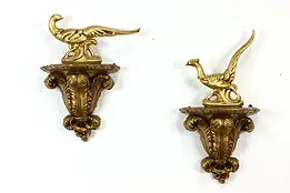 Pair of Renaissance Style Vintage Gilt Wall Bracket Shelves #41188