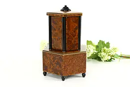 Art Deco Vintage Burl Swiss Music Box & Cigarette, Lipstick Dispenser #40957