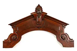 Victorian Renaissance Antique Walnut & Burl Architectural Salvage Crest #41547