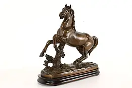Wild Rearing Horse Bronze Finish Statue Antique Sculpture, Signed #41025