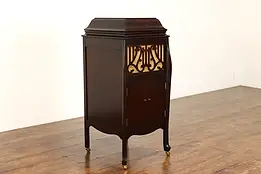 Cecilian Mahogany Antique Record Player Wind Up Phonograph & Records #41849