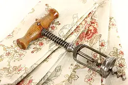 Farmhouse Birch Handle Vintage Spring Loaded Corkscrew Wine Bottle Opener #41936