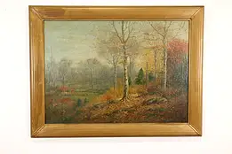 Woodlands in Autumn Antique Original Oil Painting, Colby 43" #40487