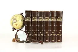 Set of 6 Leather & Gold Tooled Danish Encyclopedia Books #40458