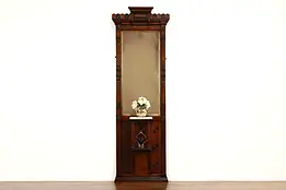 Victorian Eastlake Antique Walnut Pier, Hall or Dressing Mirror, Marble #41620