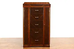 Art Deco Vintage Waterfall Chifferobe, Armoire, Cedar Closet or Wardrobe #39462