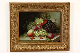 Still Life of Fruit on Table Vintage Original Oil Painting, Casper 22.5" #41497