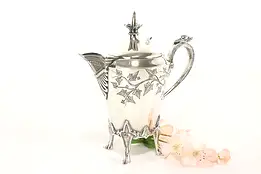 Victorian Engraved Silverplate Antique Syrup or Cream Pitcher Meriden #42361
