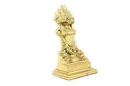 Victorian Antique Cast Brass Flower Basket Door Stop, WHD #42191