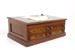 Victorian Oak 4 Drawer Spool Cabinet & Desk, Jewelry Chest, Coats #41766