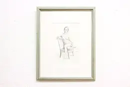 Nude Seated in Chair Vintage Original Etching, Kayser 15.5" #42646