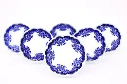 Set of 6 Victorian Antique Oregon Flow Blue China Plates, Johnson Bros #42976