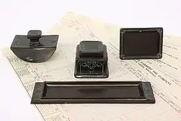 Art Deco Antique Bronze Finish Office or Library 4 Pc. Desk Set Aronson #42515