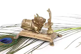 Bronze Antique Indian Miniature Ox and Cobra Sculpture #41474