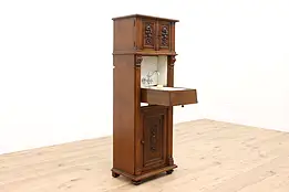 Ship Captain Antique Italian Walnut Cabinet Bathroom Sink & Closet #43022