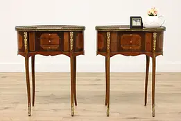 Pair of French Style Vintage Nightstands or End Tables, Marquetry #38935