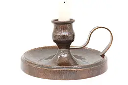 Farmhouse Hammered Copper Antique Craftsman Chamber Stick Candle Holder #43352