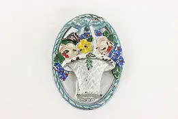 Victorian Salvage Antique Cast Iron Painted Flower Basket Door Knocker #42430
