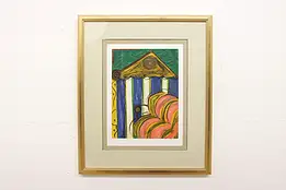 Classical Building Vintage Original Pastel Painting, Cassell 34" #43294