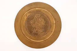 Copper Vintage Platter or Wall Plaque, Aztec God Motif #43354