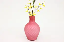 Victorian Antique Cranberry Satin Glass Opal Cased Vase #43317