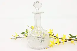 Hand Etched Antique Cut Glass Liquor Decanter Bottle, Fitted Stopper #43312