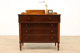 Sheraton Antique Mahogany Farmhouse Chest or Dresser, Spiral Columns #42578