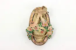 Victorian Salvage Antique Cast Iron Painted Flower Basket Door Knocker #42431