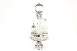 Victorian Silverplate Antique Crystal Cruet Castor Condiment Set, Wilcox #41506